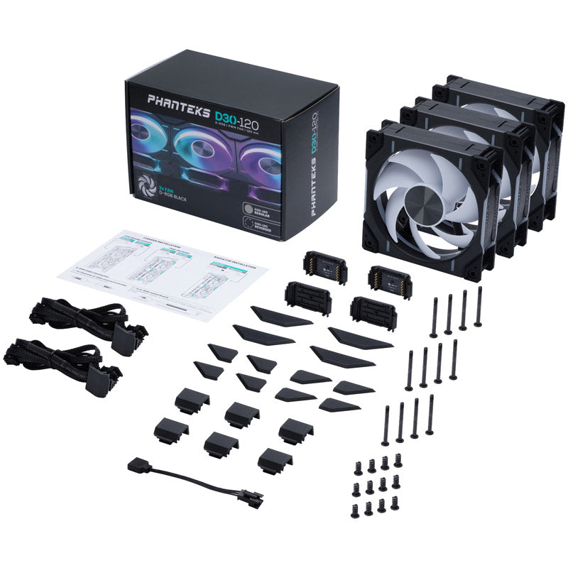 Phanteks D30-120 120mm Black PWM ARGB 3-Pack