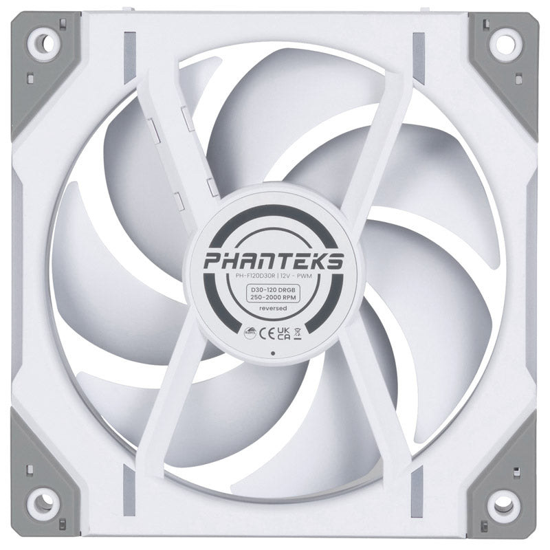 PHANTEKS D30 PWM Reverse Airflow D-RGB Lüfter, 3er Pack - 120mm, weiß
