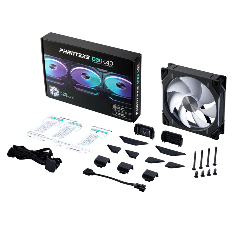 Ventilateur Phanteks D30-140 PWM Regular DRGB 140 mm noir/blanc