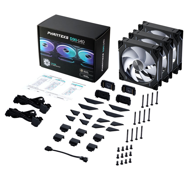 Phanteks PH-F140D30 140mm Black Addressable RGB PWM 71.93 CFM 3-Pack