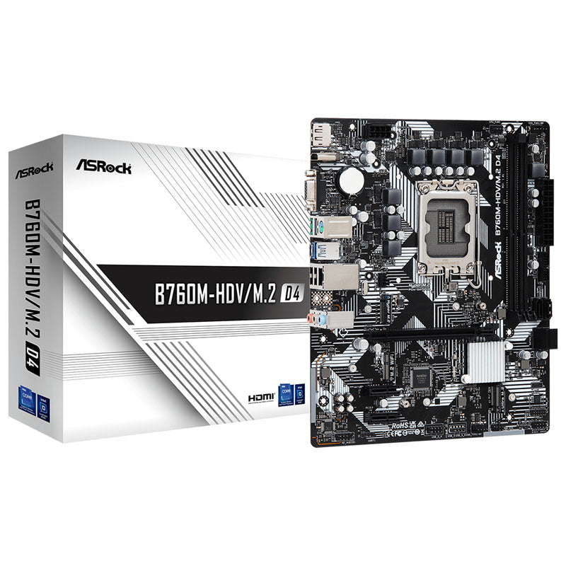 ASRock B760M-HDV/M.2 D4, Intel B760 Mainboard - Sockel 1700, DDR4