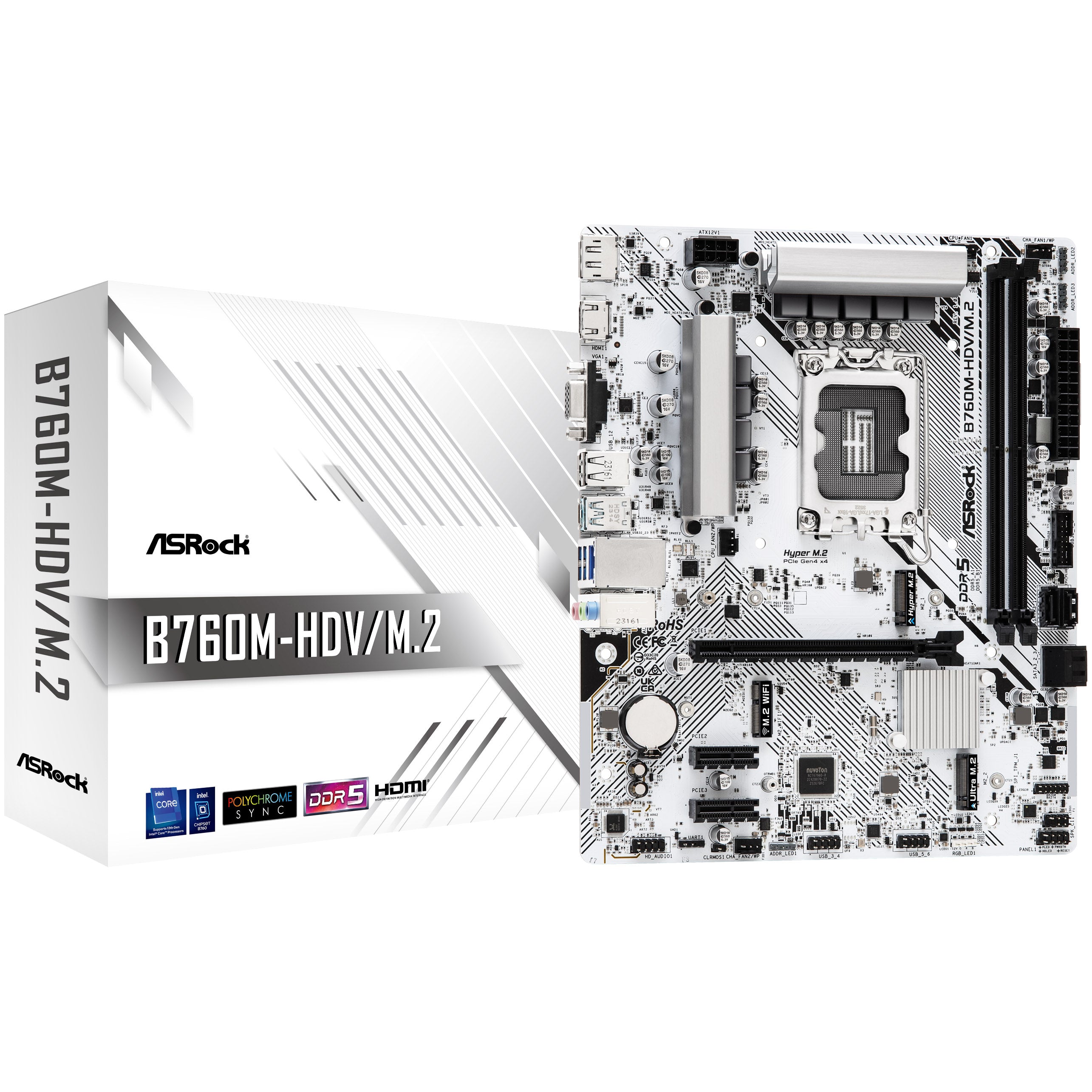 ASRock B760M-HDV/M.2, Intel B760 Mainboard - Sockel 1700, DDR5
