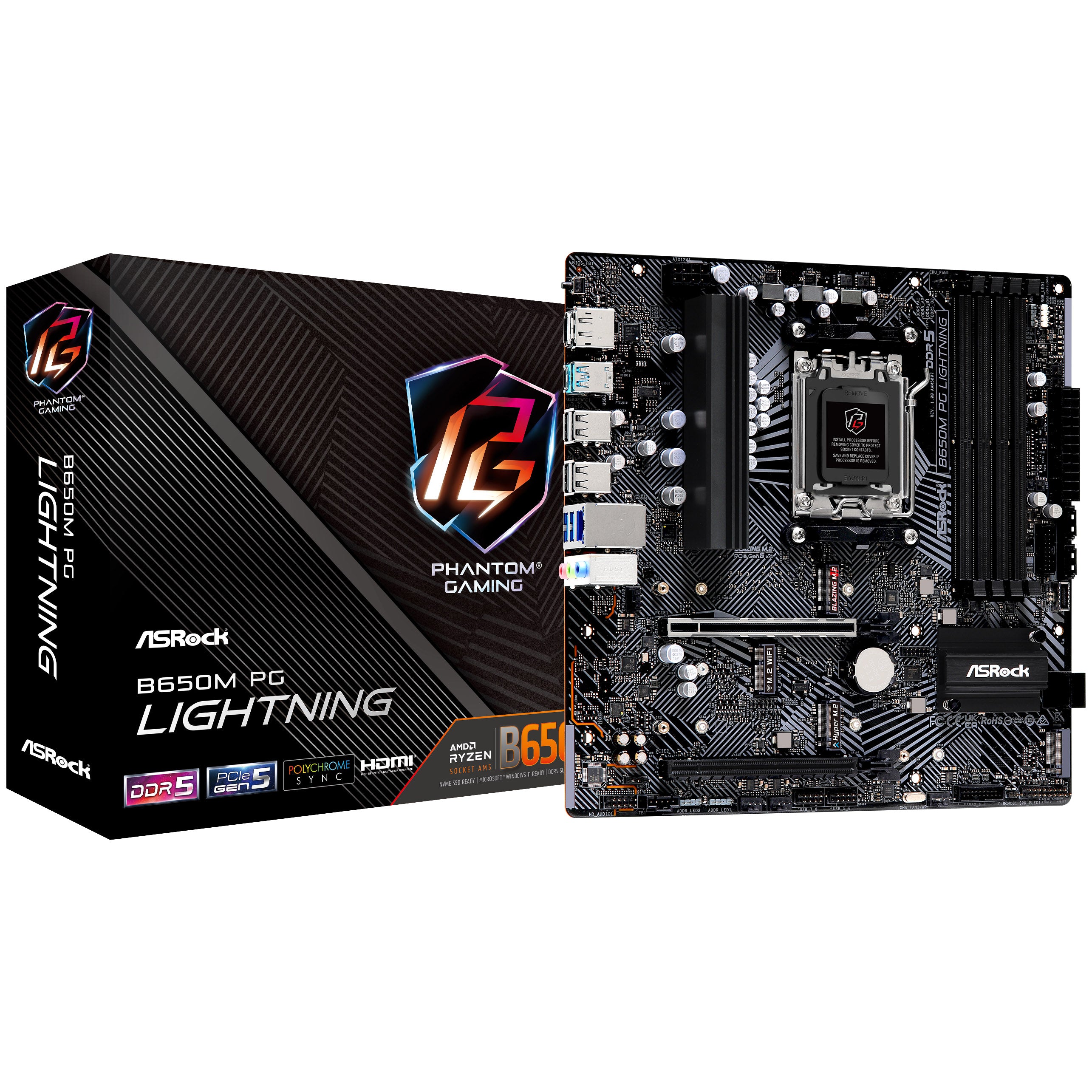 ASRock B650M PG Lightning, AMD B650 Mainboard - Sockel AM5, DDR5