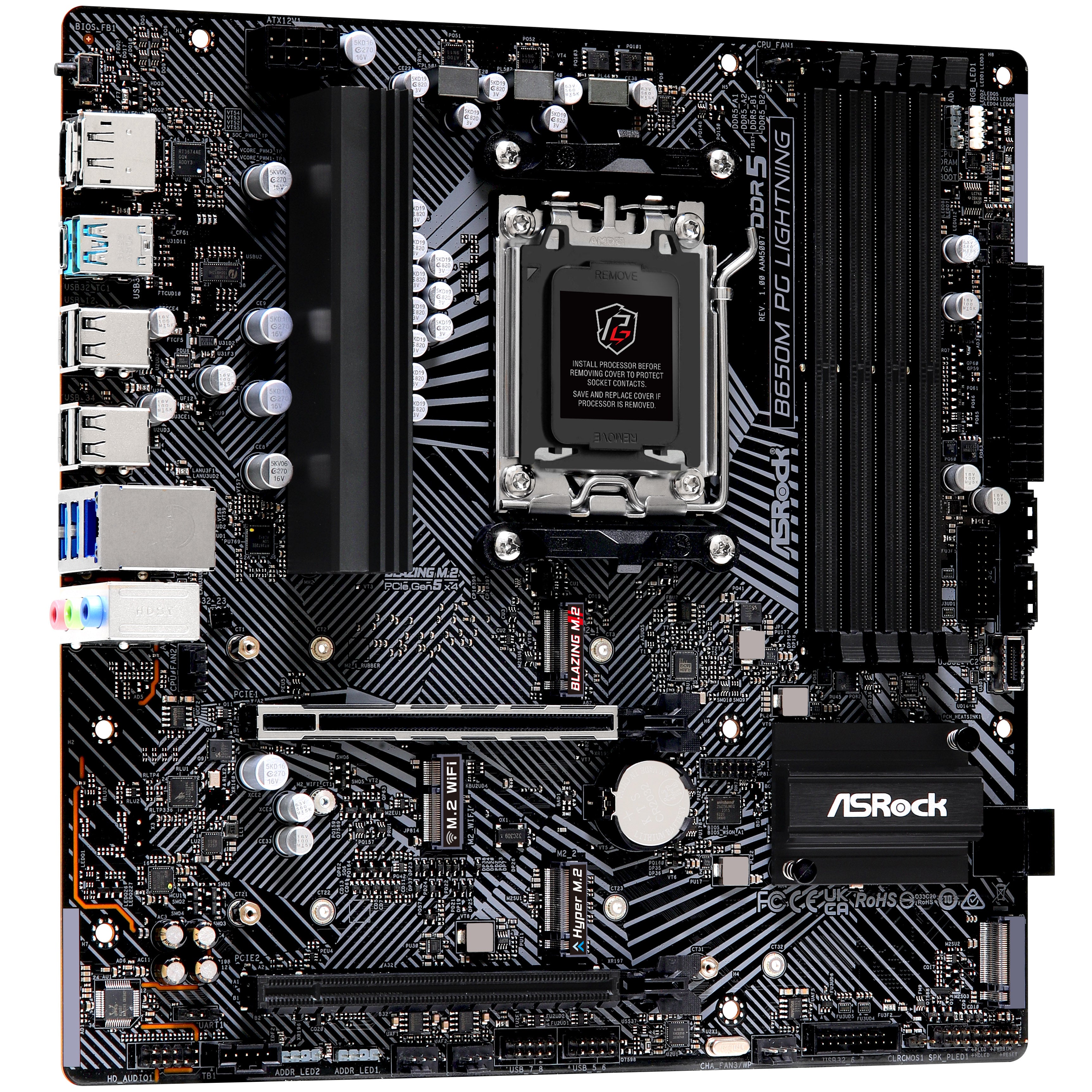 ASRock B650M PG Lightning, AMD B650 Mainboard - Sockel AM5, DDR5