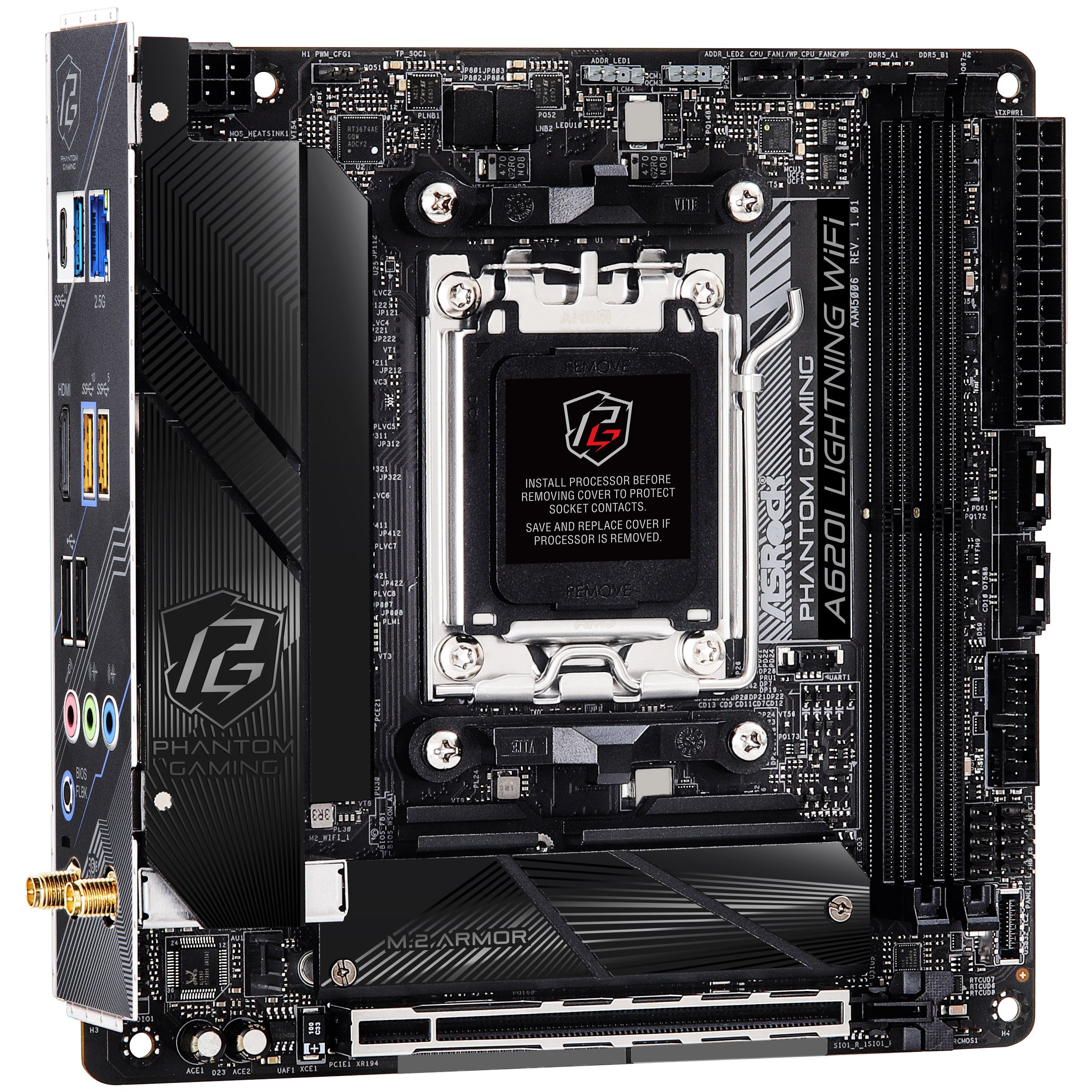 ASRock A620I Lightning WiFi Mainboard - A620-Chipsatz, Sockel AM5, DDR5