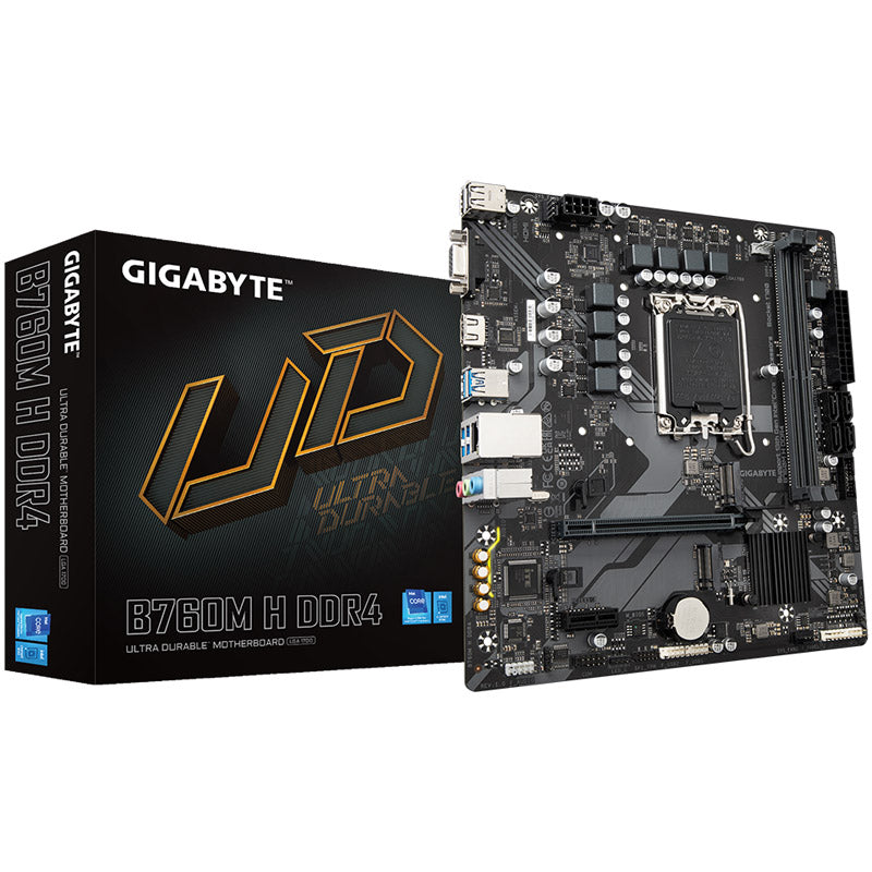 GIGABYTE B760M H DDR4, Intel B760 Mainboard, Sockel 1700, DDR4