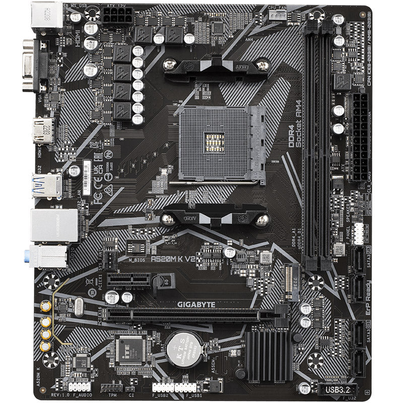GIGABYTE A520M K V2, AMD A520 Mainboard, Sockel AM4, DDR4