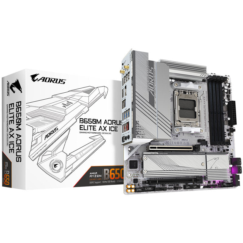 GIGABYTE B650M Aorus Elite AX ICE, AMD B650 Mainboard - Sockel AM5, DDR5