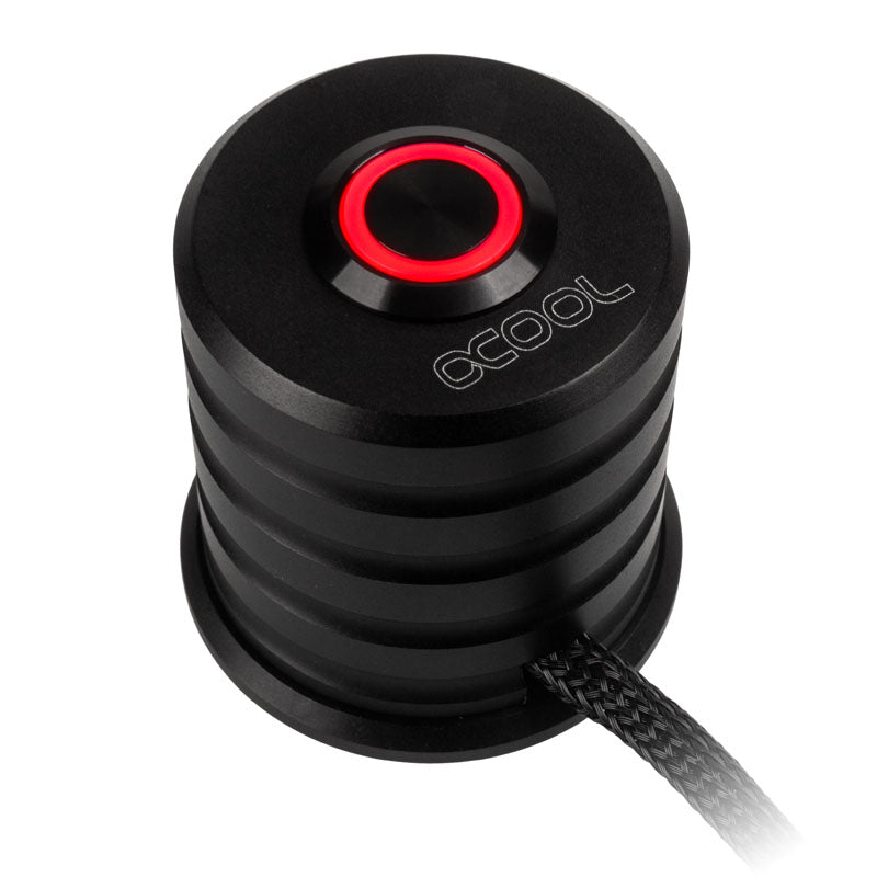 Alphacool Powerbutton mit Taster 19mm rot beleuchtet - Deep Black
