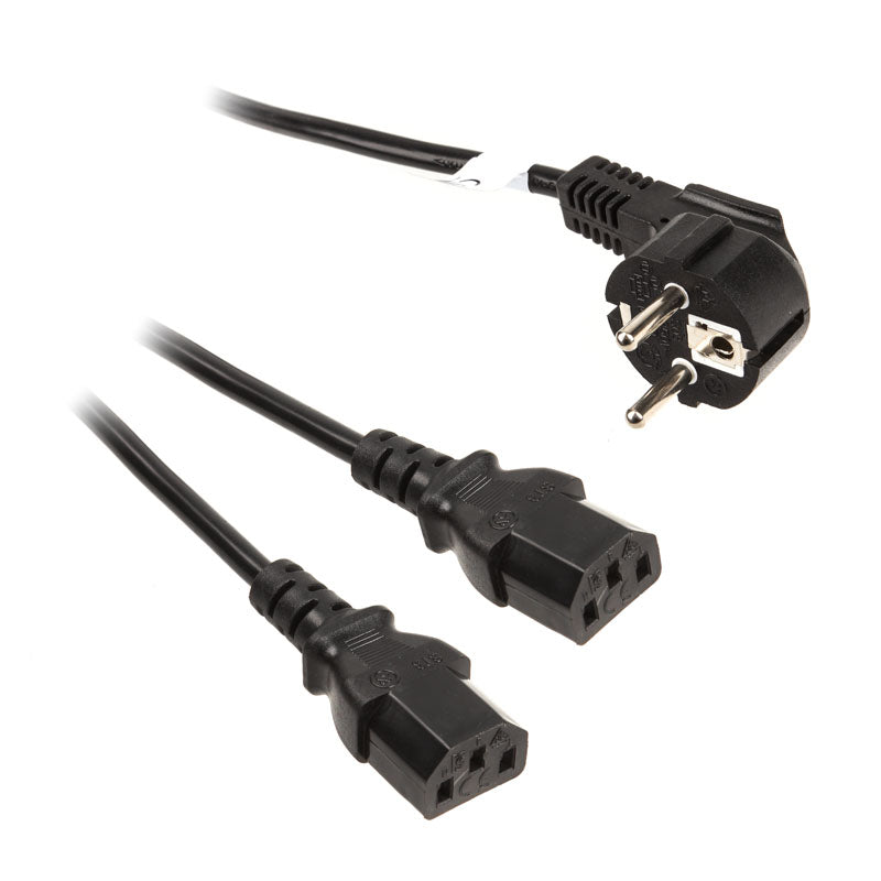 InLine Y-Verteilerkabel, 1x SchuKo zu 2x Kaltgerätebuchse, 1,8m