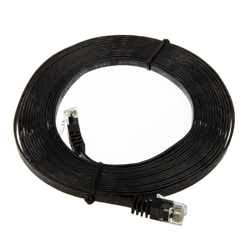 InLine 10m Patchkabel flach, U/UTP, Cat.6 - schwarz