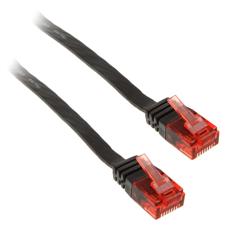 InLine 15m Patchkabel flach, U/UTP, Cat.6 - schwarz