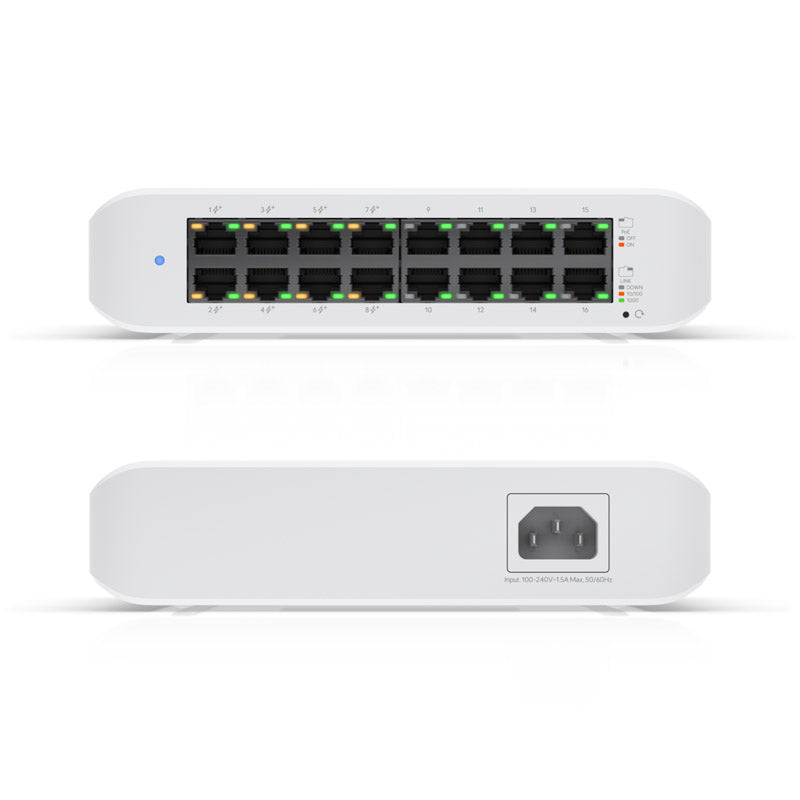 Ubiquiti UniFiSwitch Lite 16 Desktop Gigabit Managed Switch - 8x PoE+