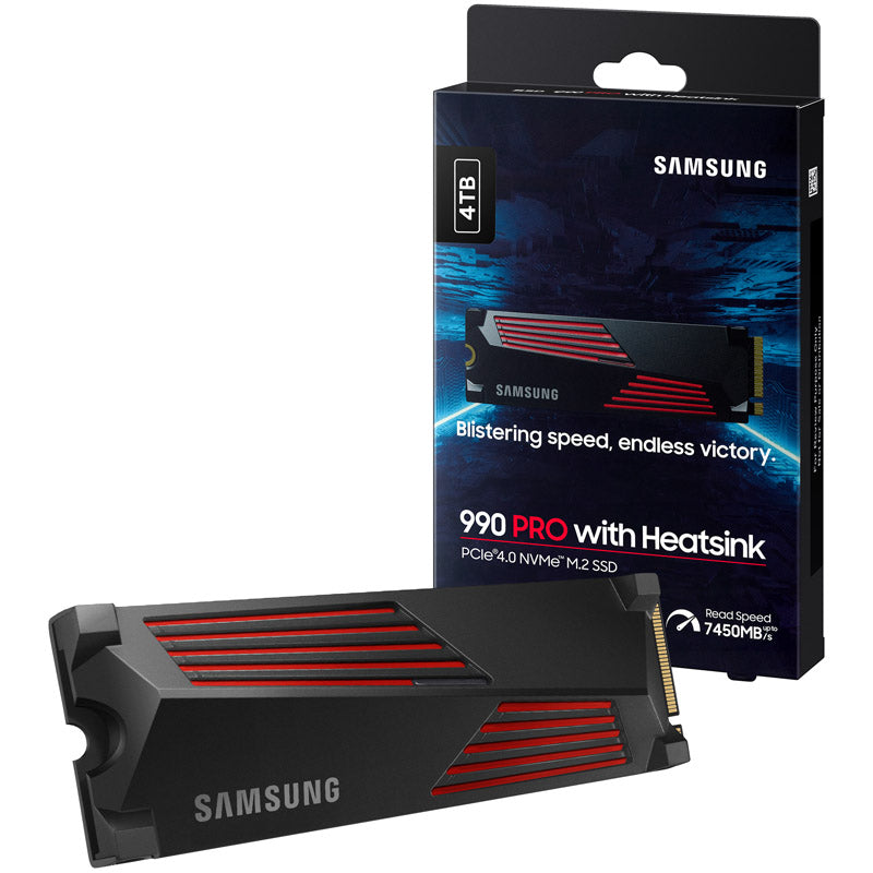 Samsung 990 PRO Series NVMe SSD, PCIe 4.0 M.2 Typ 2280, mit Kühlkörper - 4 TB