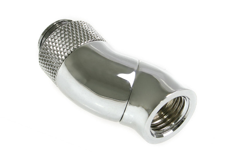 Bitspower Adapter 90 Grad G1/4 Zoll AG auf G1/4 Zoll IG - 2x drehbar, silber glänzend