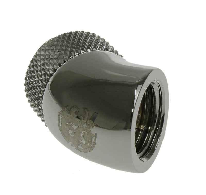 Bitspower Adapter 45 Grad G1/4 Zoll AG auf G1/4 Zoll IG - drehbar, schwarz glänzend