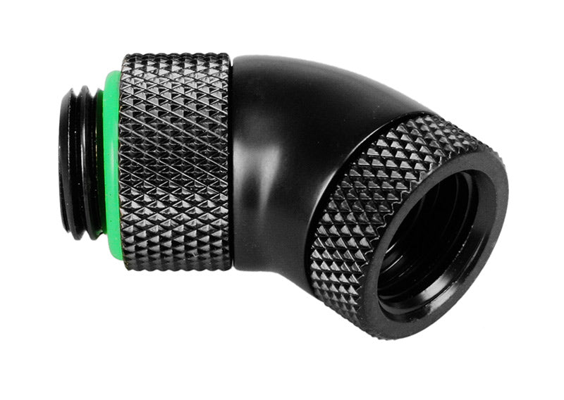 Bitspower Adapter 45 Grad G1/4 Zoll AG auf G1/4 Zoll IG - drehbar, carbon schwarz