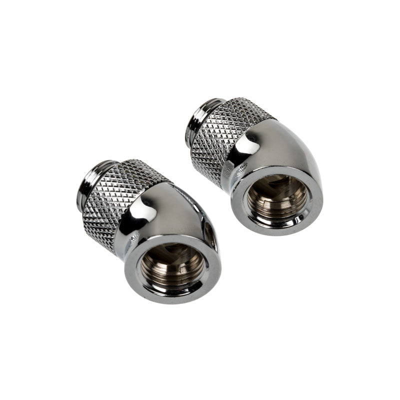 Corsair Hydro X Series Adapter 45 Grad G1/4 Zoll AG auf G1/4 Zoll IG - 2er Pack, drehbar, chrome silber