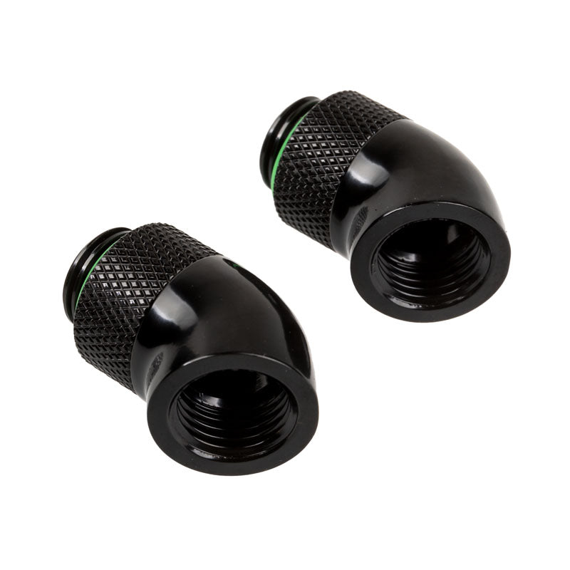 Corsair Hydro X Series Adapter 45 Grad G1/4 Zoll AG auf G1/4 Zoll IG - 2er Pack, drehbar, schwarz