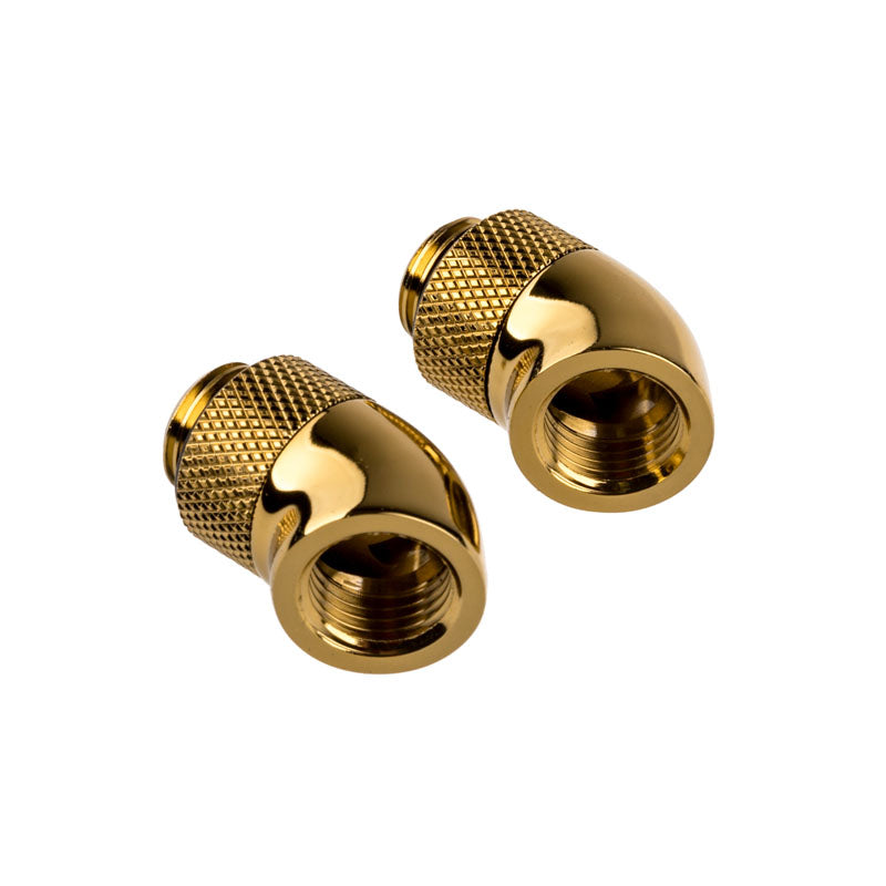 Corsair Hydro X Series Adapter 45 Grad G1/4 Zoll AG auf G1/4 Zoll IG - 2er Pack, drehbar, gold