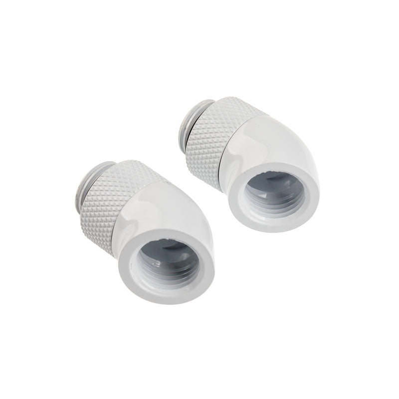 Corsair Hydro X Series Adapter 45 Grad G1/4 Zoll AG auf G1/4 Zoll IG - 2er Pack, drehbar, weiß