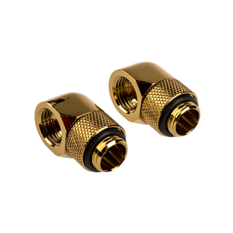 Corsair Hydro X Series Adapter 90 Grad G1/4 Zoll AG auf G1/4 Zoll IG - 2er Pack, drehbar, gold