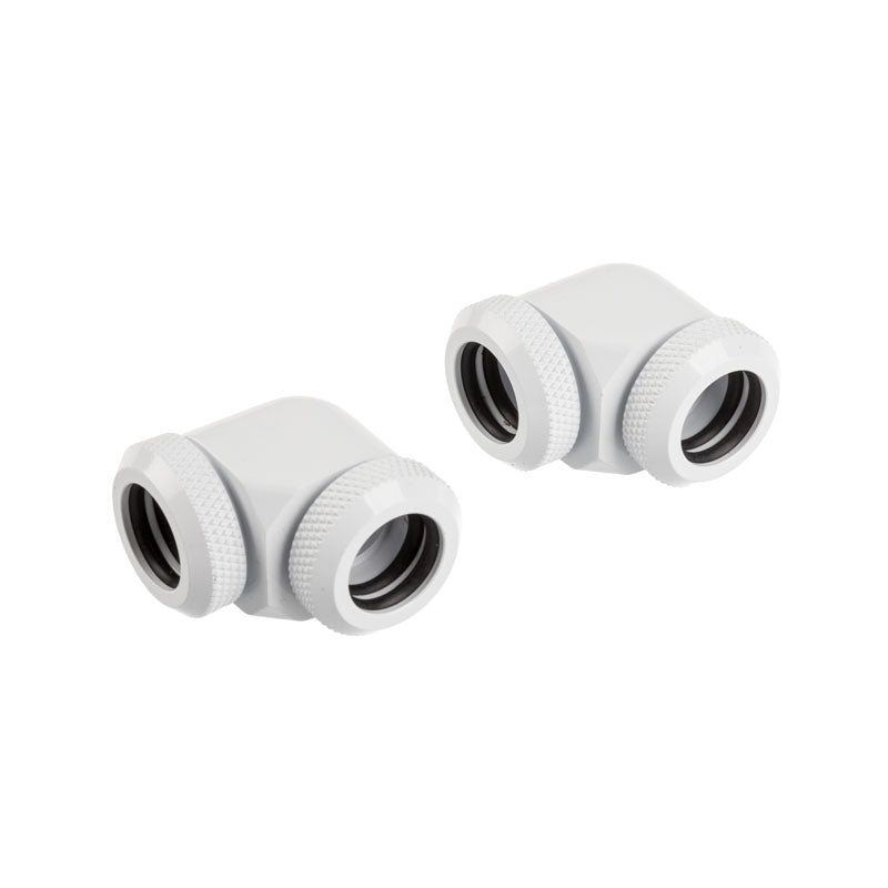 K Corsair Hydro X Series XF Hardline Adapter 90 Grad 12mm AD auf 12mm AD Hardtube - 2er Pack, weiß