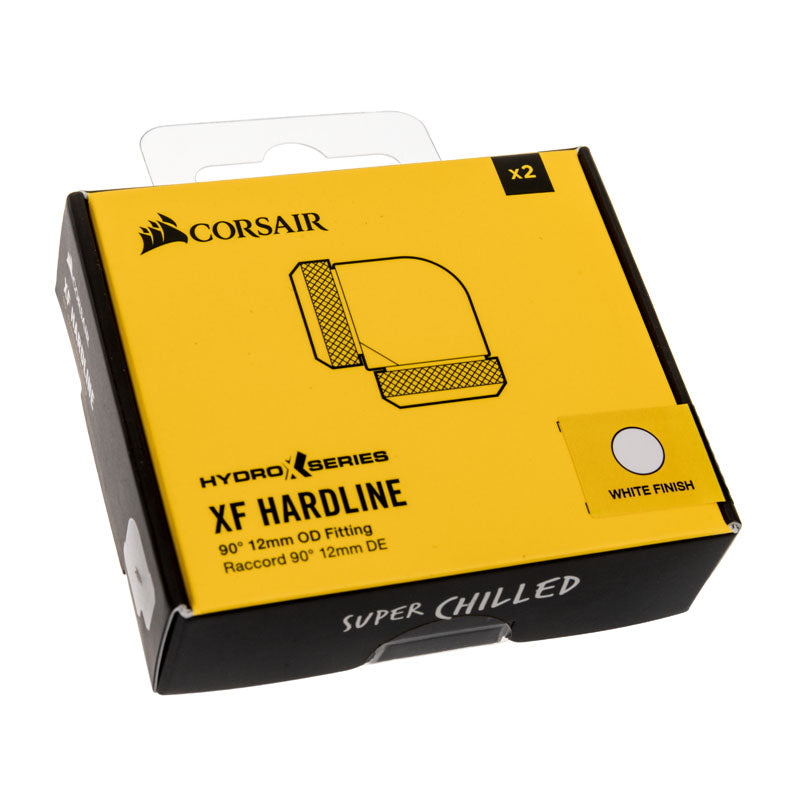 K Corsair Hydro X Series XF Hardline Adapter 90 Grad 12mm AD auf 12mm AD Hardtube - 2er Pack, weiß