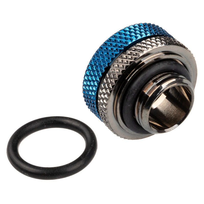 Bitspower Multi-Link Adapter Anschluss gerade G1/4 Zoll AG auf 14mm AD Hardtube - schwarz glänzend/blau