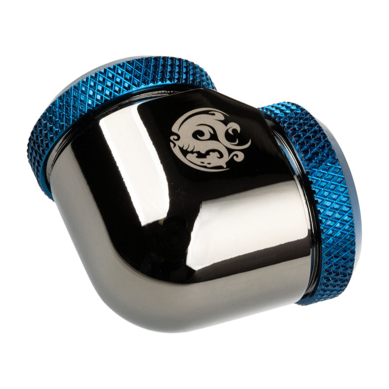 Bitspower Adapter 90 Grad 16mm AD Hardtube auf 16mm AD Hardtube - schwarz glänzend/blau