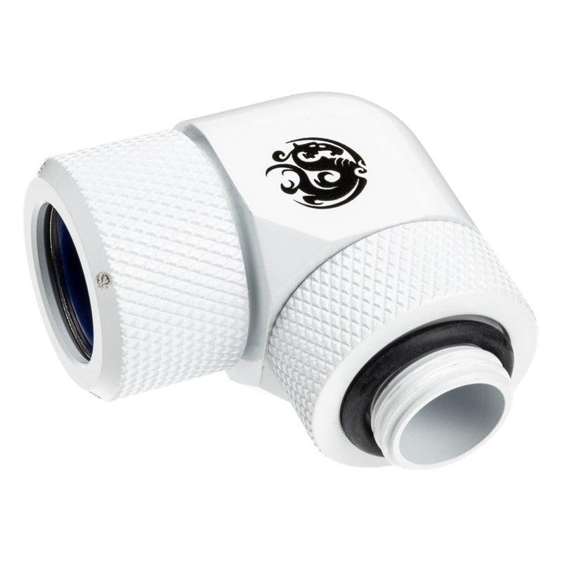 Bitspower Advanced Multi-Link Adapter Anschluss 90 Grad G1/4 Zoll AG auf 14mm AD Hardtube - drehbar, weiß
