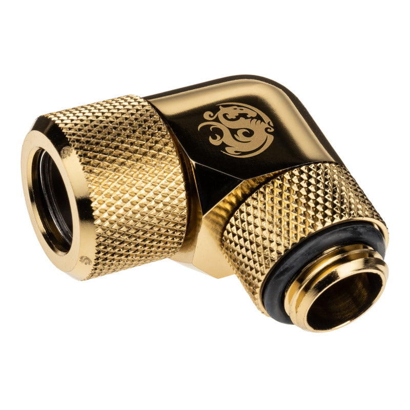 Bitspower Advanced Multi-Link Adapter Anschluss 90 Grad G1/4 Zoll AG auf 12mm AD Hardtube - drehbar, Messing