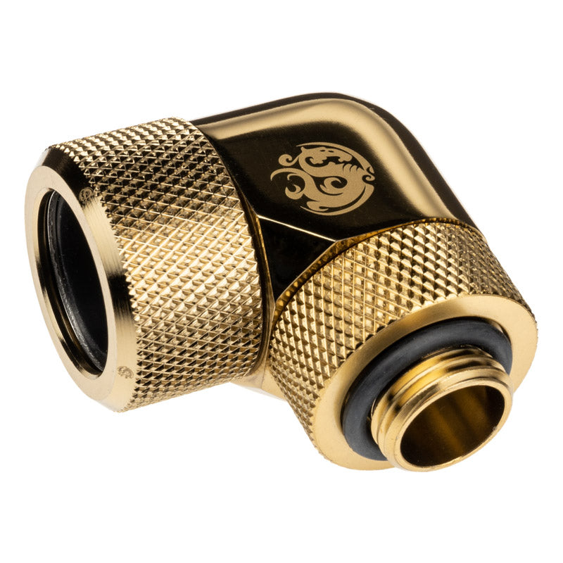 Bitspower Advanced Multi-Link Adapter Anschluss 90 Grad G1/4 Zoll AG auf 16mm AD Hardtube - drehbar, Messing