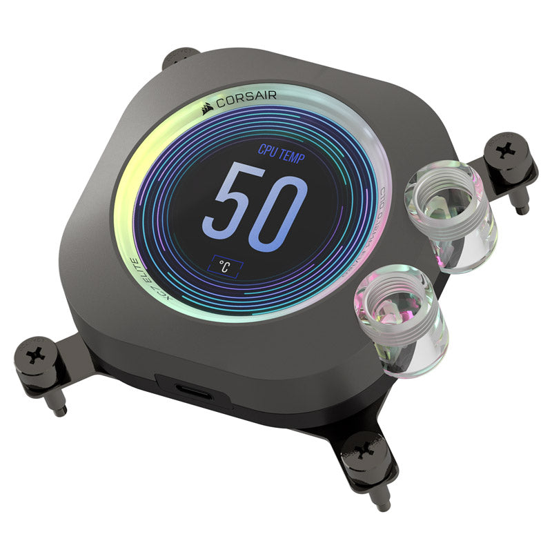 Corsair Hydro X Series XC7 RGB Elite LCD CPU Wasserblock LGA 1700/1851, AM4 / AM5 - schwarz