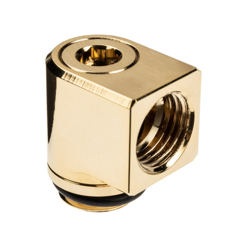 EK Water Blocks EK-Torque Micro Adapter 90 Grad G1/4 Zoll AG auf G1/4 Zoll IG - drehbar, gold