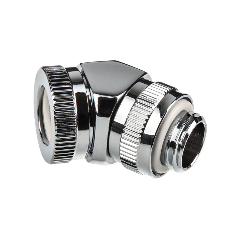 PHANTEKS Glacier Rotary Anschluss 45 Grad G1/4 Zoll AG auf 12mm AD Hardtube - drehbar, chrome silber