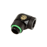 Bitspower Adapter 90 Grad G1/4 Zoll AG auf G1/4 Zoll IG - beidseitig drehbar, schwarz matt
