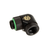 Bitspower Adapter 90 Grad G1/4 Zoll AG auf G1/4 Zoll IG - beidseitig drehbar, schwarz matt