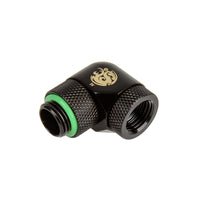 Bitspower Adapter 90 Grad G1/4 Zoll AG auf G1/4 Zoll IG - beidseitig drehbar, schwarz matt