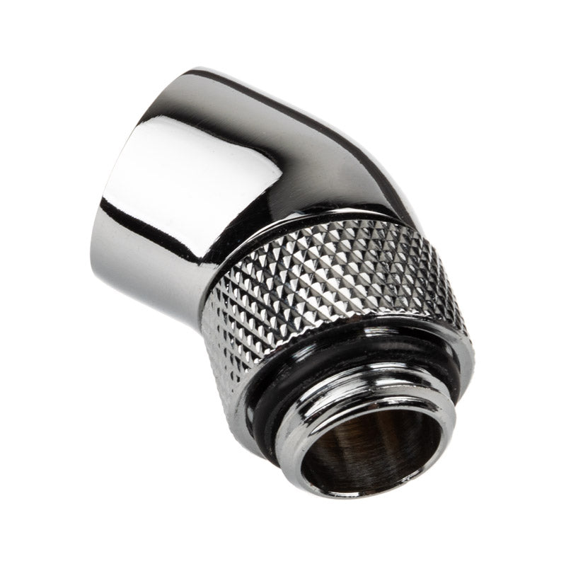 Alphacool Eiszapfen Adapter 45 Grad G1/4 Zoll AG auf G1/4 Zoll IG - drehbar, chrome silber