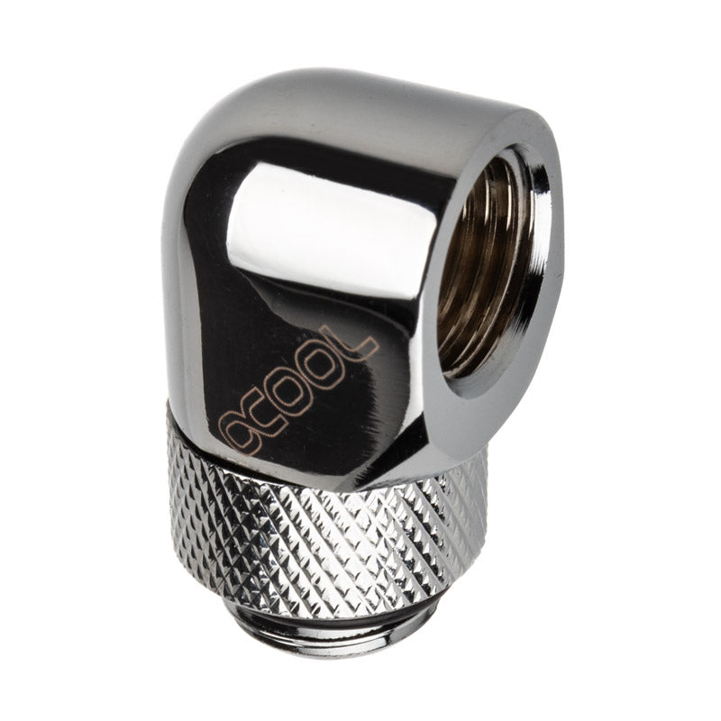 Alphacool Eiszapfen Adapter 90 Grad G1/4 Zoll AG auf G1/4 Zoll IG - drehbar, chrome silber
