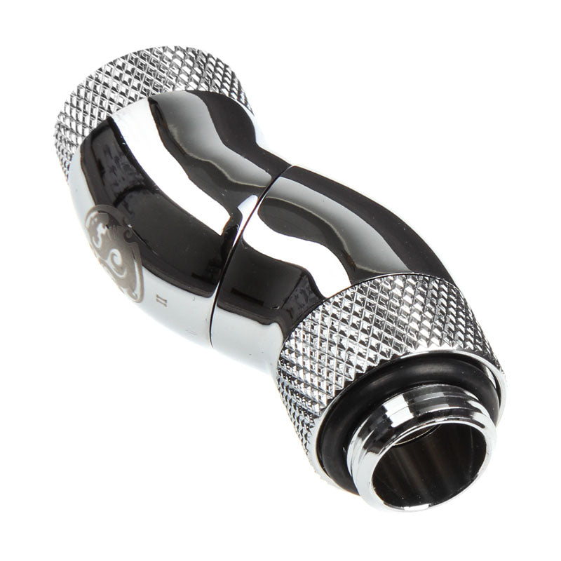 Bitspower Adapter 90 Grad G1/4 Zoll AG auf G1/4 Zoll IG - 3x drehbar, silber glänzend