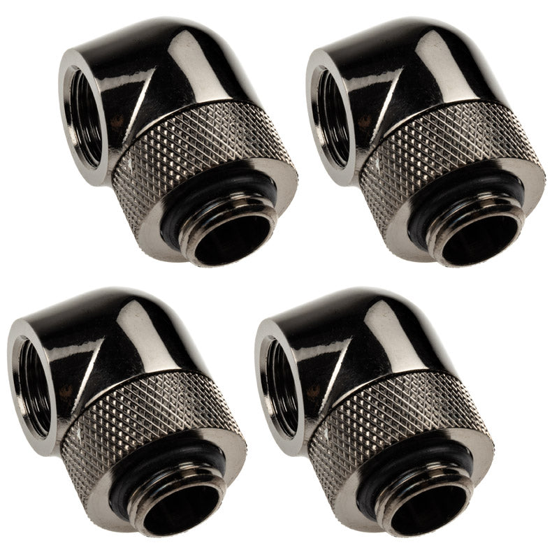 XSPC Adapter 90 Grad G1/4 Zoll AG auf G1/4 Zoll IG - drehbar, schwarz chrome, 4er-Pack