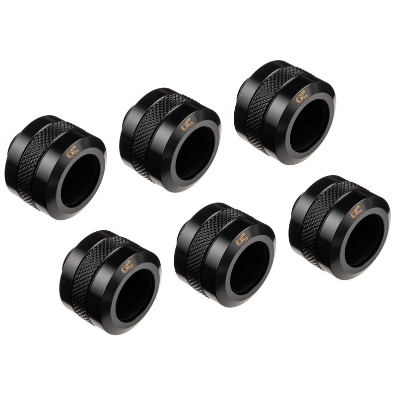 Alphacool Eiszapfen Pro Anschluss 16mm Hardtube Fitting G1/4, 6-Pack - schwarz