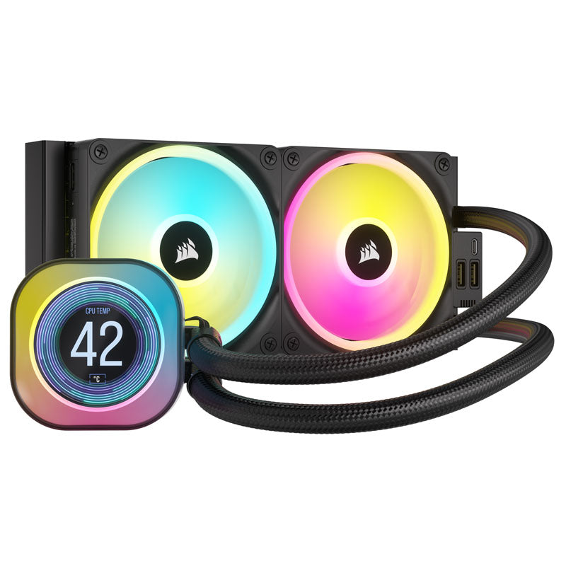 Corsair iCUE LINK H100i RGB LCD Komplett-Wasserkühlung - 240 mm, schwarz