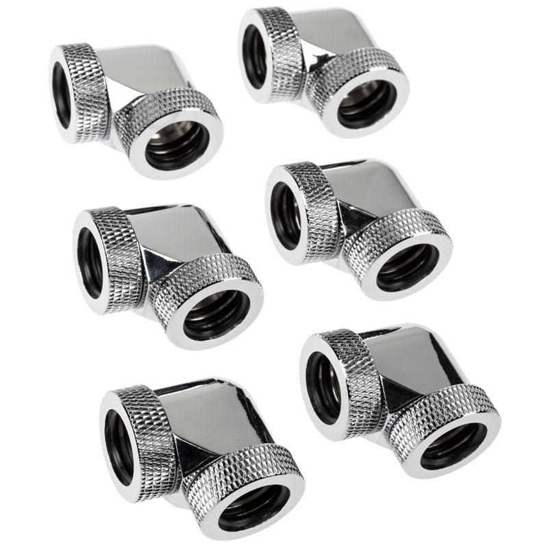 Raijintek Pelias D160906, 16mm, 90 Grad Adapter - 6er-Pack, silber