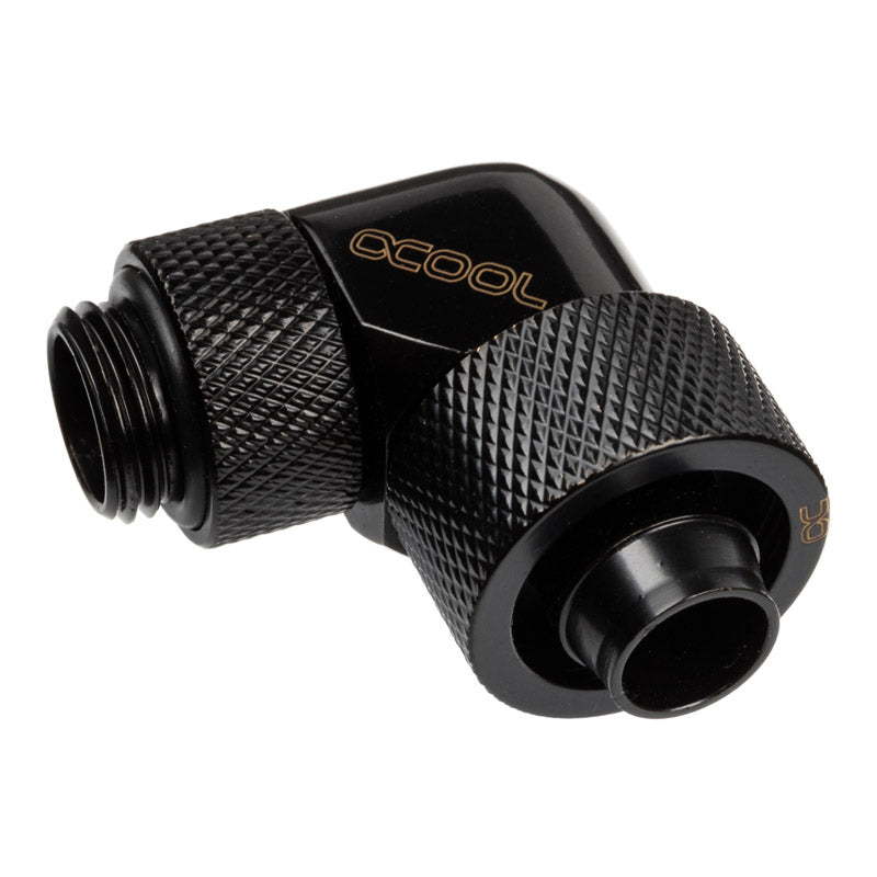 Alphacool Eiszapfen Anschluss 90 Grad G1/4 Zoll AG auf 16/10mm - drehbar, schwarz