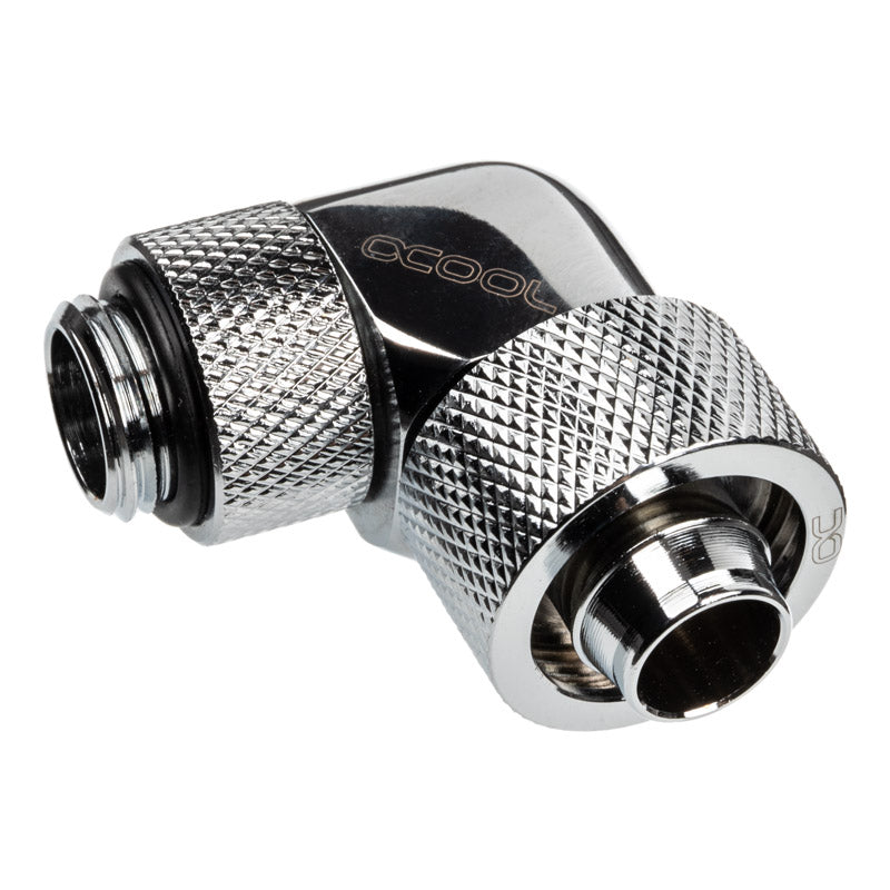 Alphacool Eiszapfen Anschluss 90 Grad G1/4 Zoll AG auf 16/10mm - drehbar, chrome silber