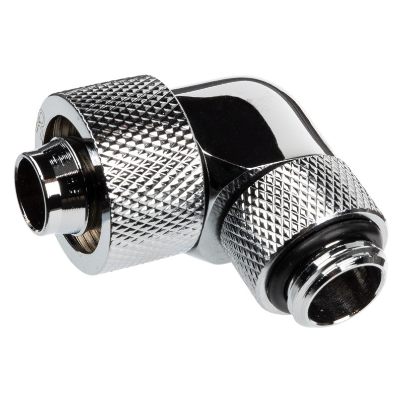 Alphacool Eiszapfen Anschluss 90 Grad G1/4 Zoll AG auf 16/10mm - drehbar, chrome silber
