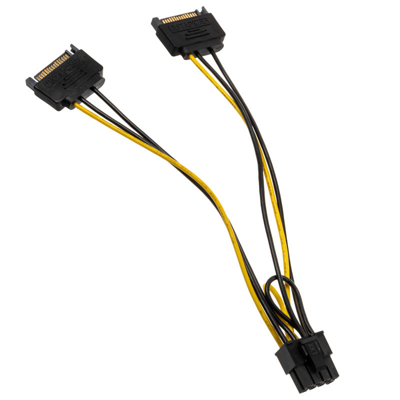Akasa 2x 15-Pin-SATA auf 1x 6+2-Pin-PCIe Adapter